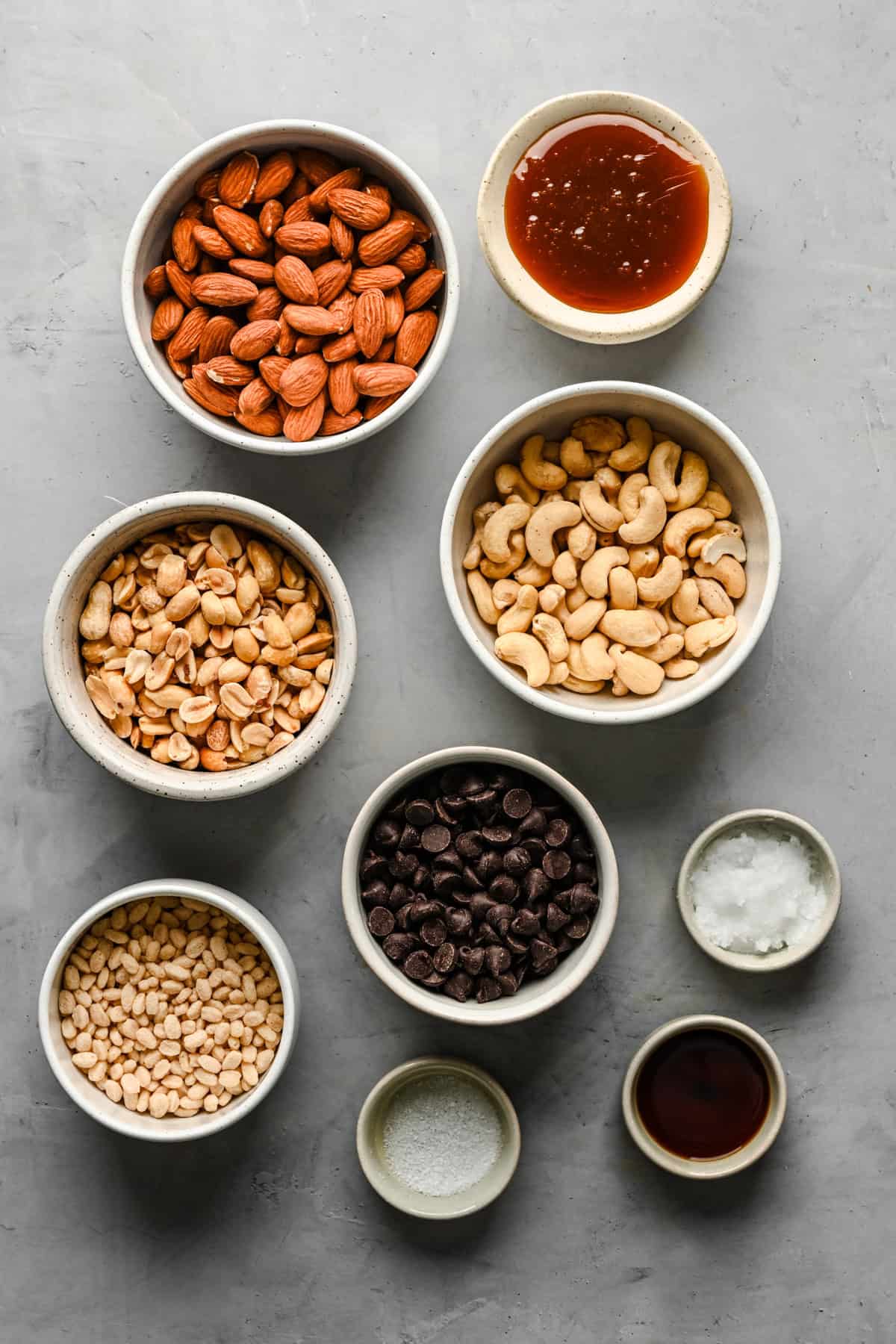Overhead view of copycat kind bar ingredients.