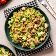 Overhead view of Italian chopped salad in a bowl.