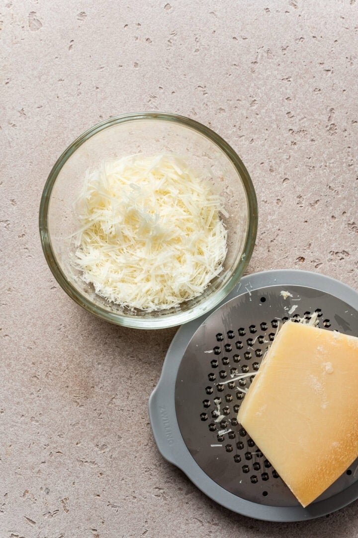 grated parmesan in a small bowl.
