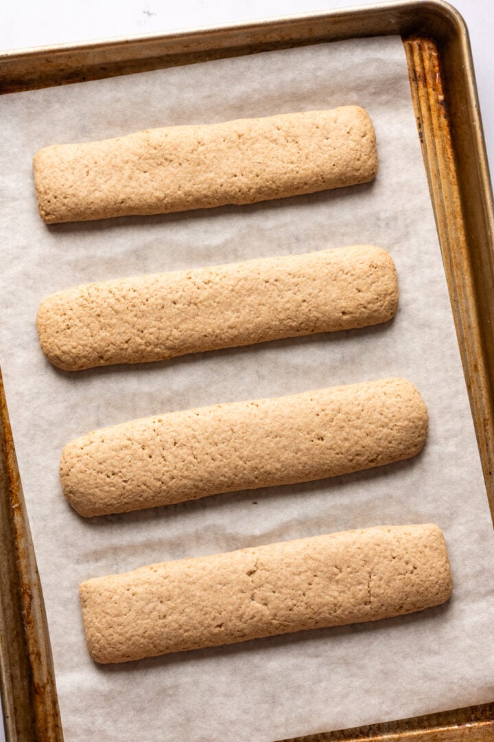Strawberry nutrigrain bars after baking.