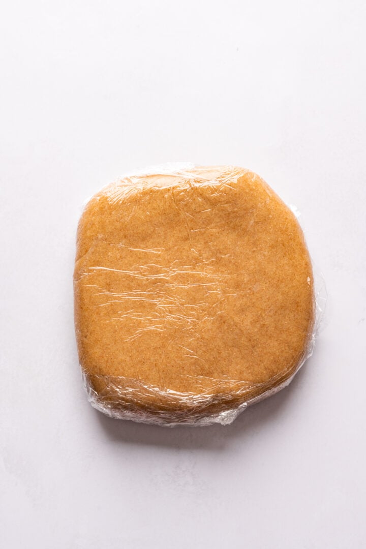 Nutrigrain bar dough in plastic wrap.
