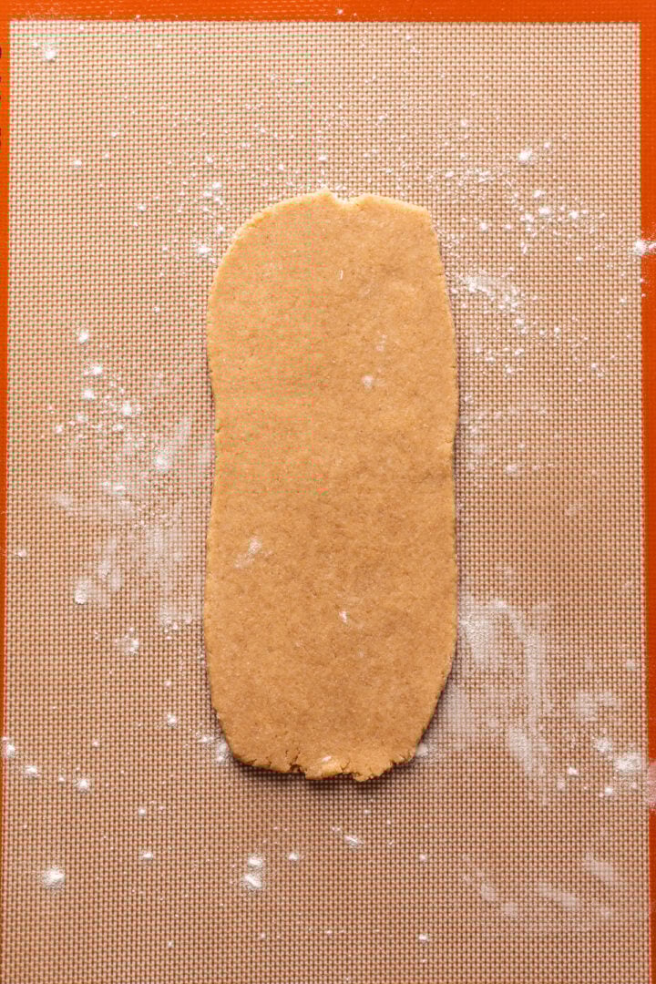Nutrigrain bar dough rolled out into a rectangle.