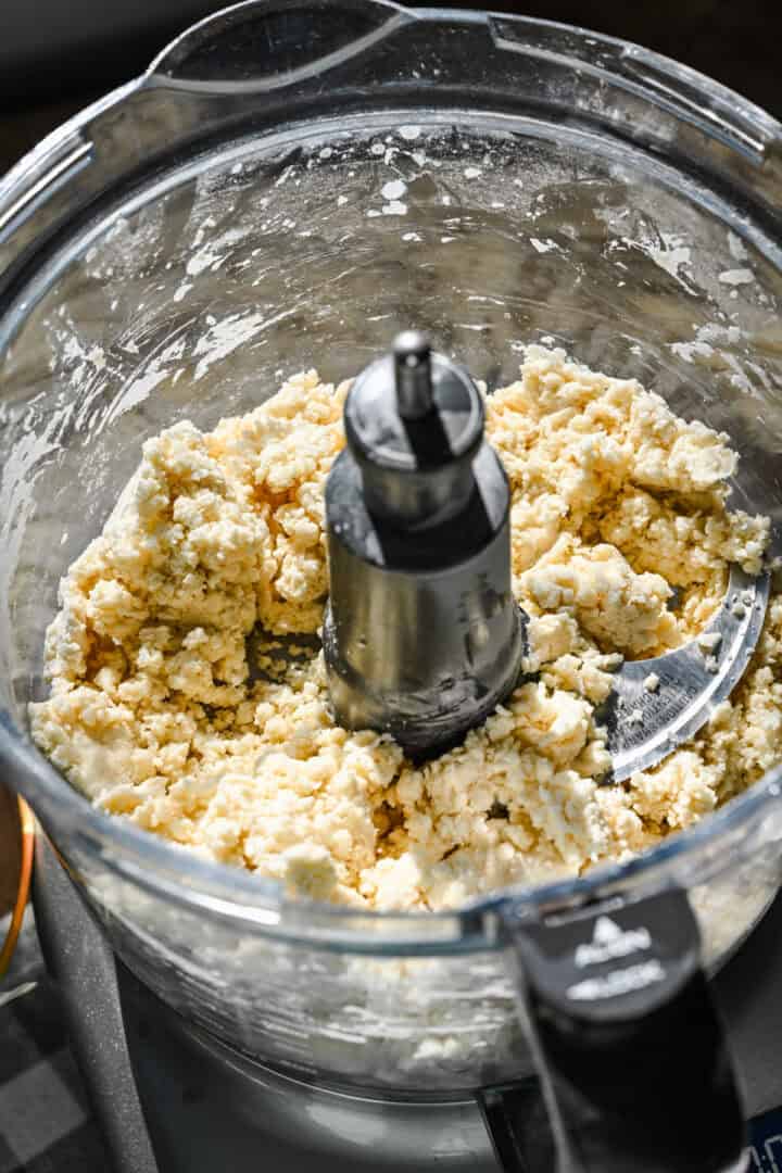 Cracker dough in food processor after blending.