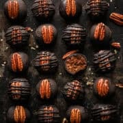 Overhead view of bourbon balls.