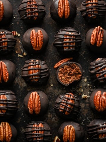 Overhead view of bourbon balls.