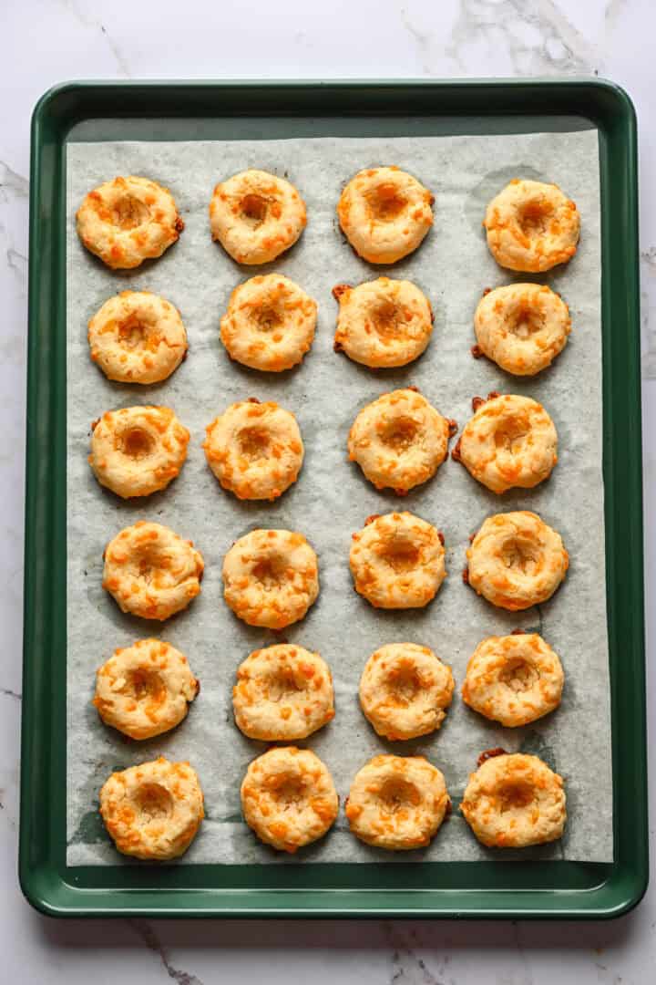 Overhead view of thumbprints after baking.