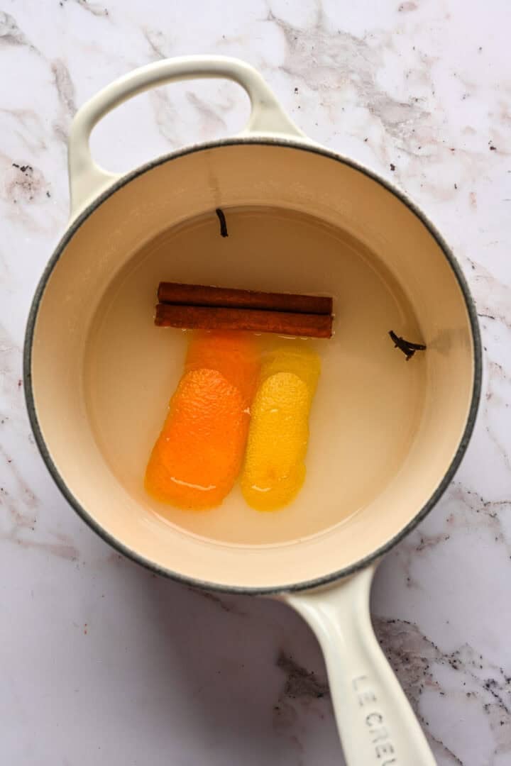 orange cinnamon clove syrup before infusing.