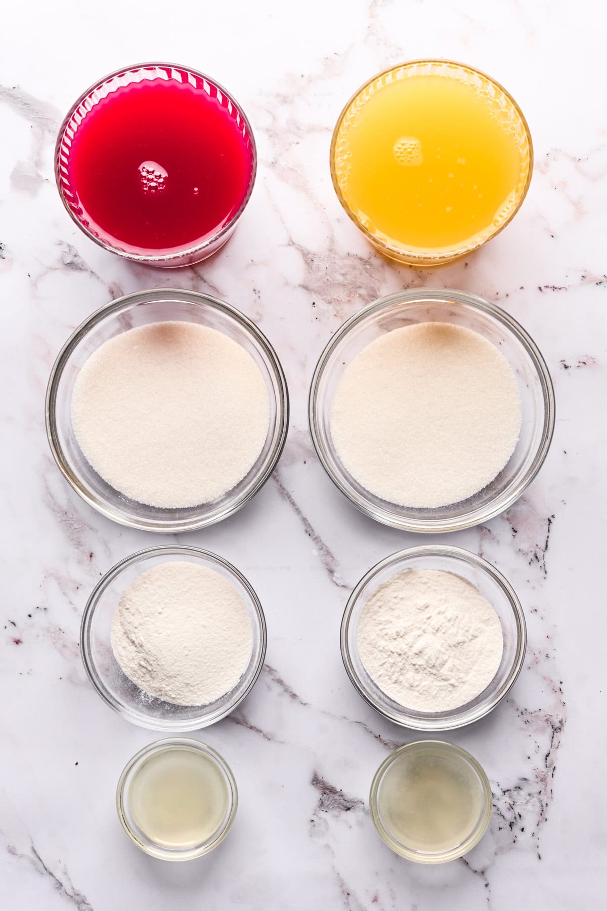 Overhead view of pate de fruit ingredients.