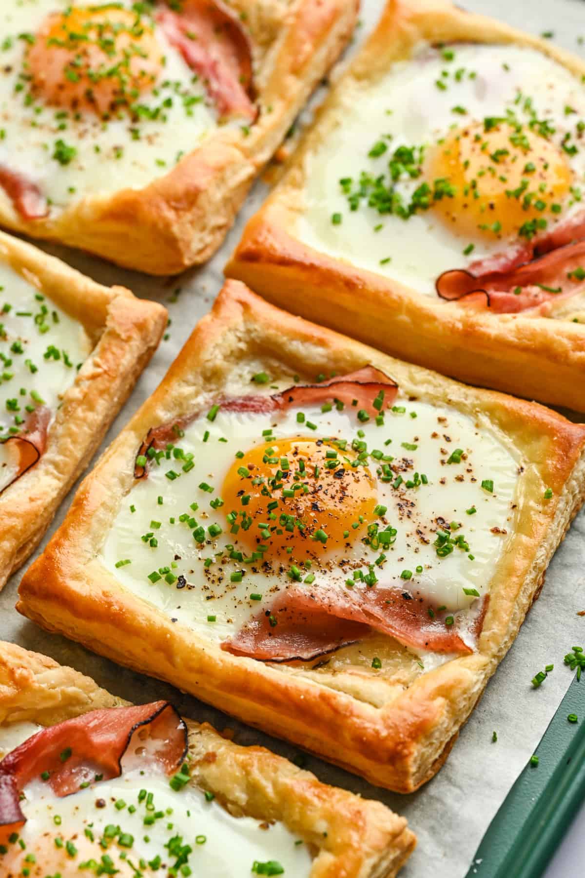 Close up view of croque madame.