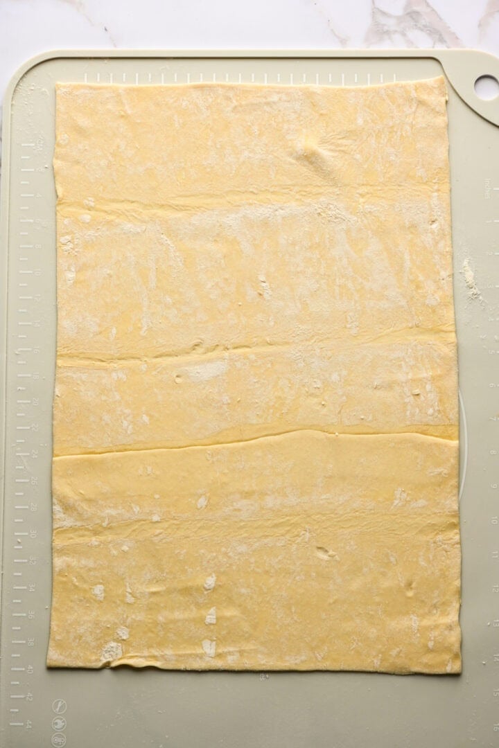 Large rectangle of puff pastry.