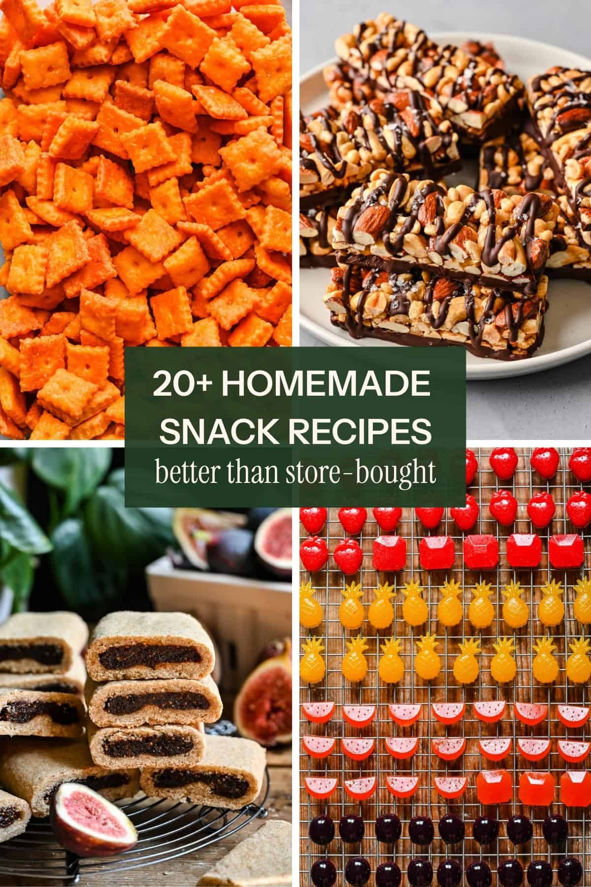 4 photos of homemade snacks with a text overlay. 