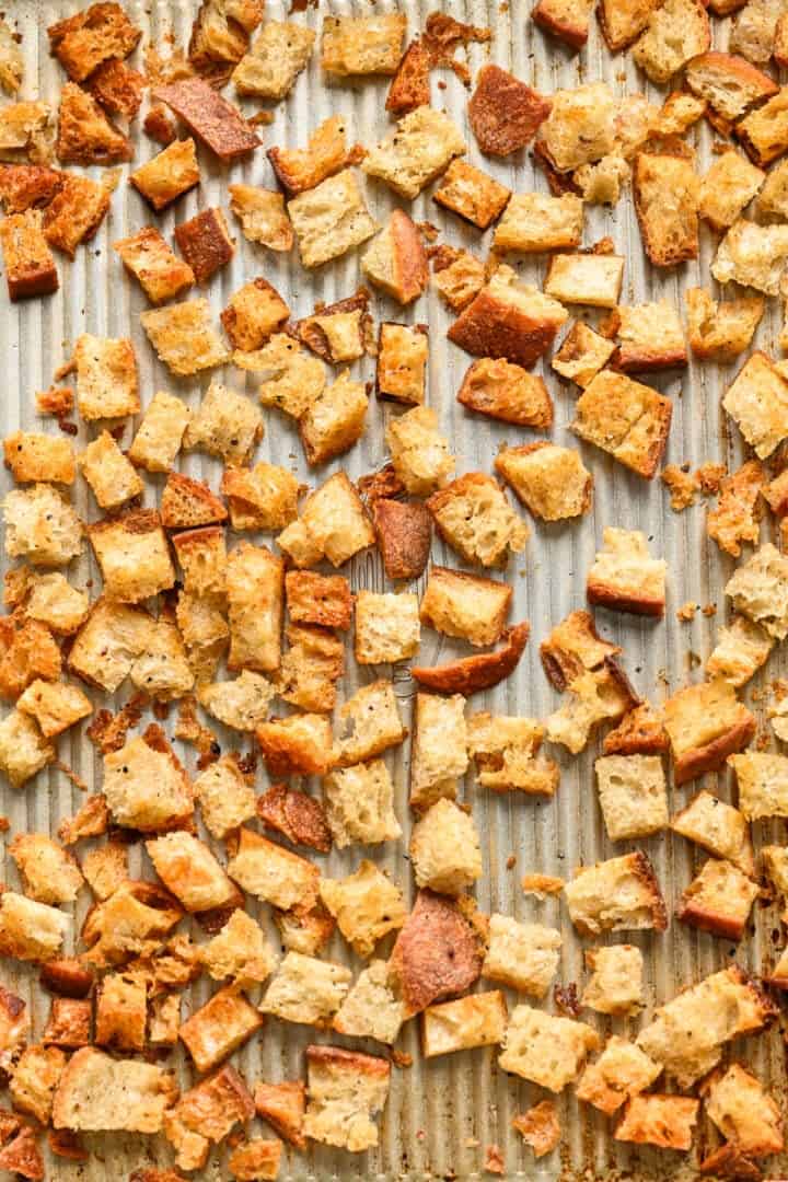 Breadcrumbs after roasting to brown them.