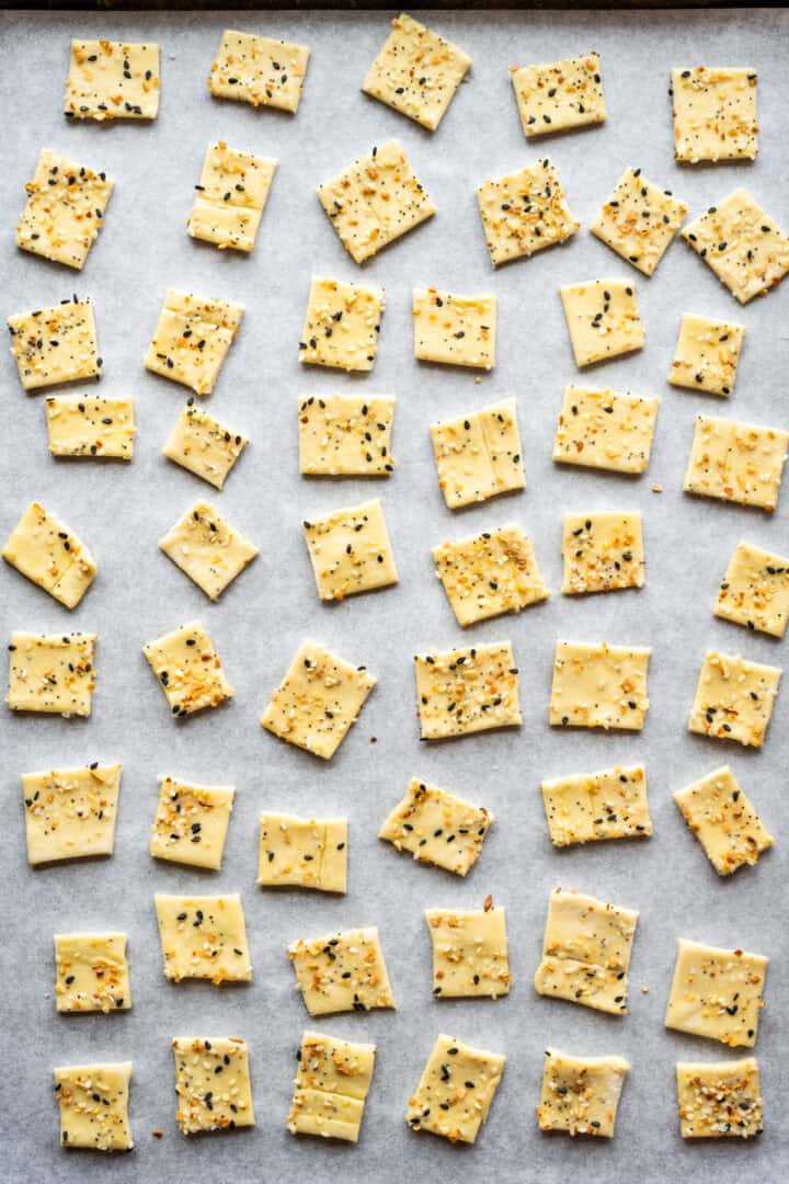 Puff pastry squares before baking.