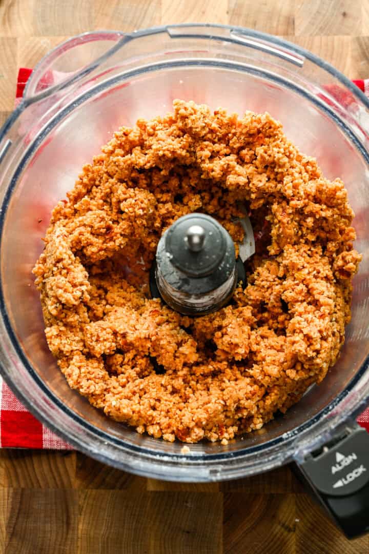 Pizza cheez itz ingredients after processing.