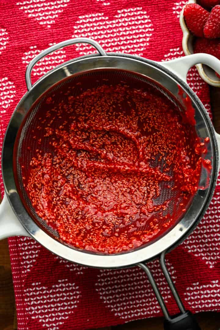 Strained raspberry puree.