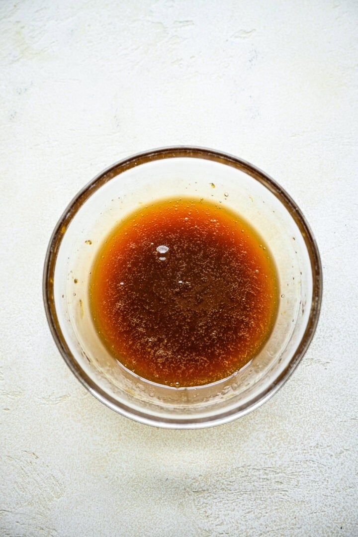 Brown rice syrup mixed together in a small bowl.