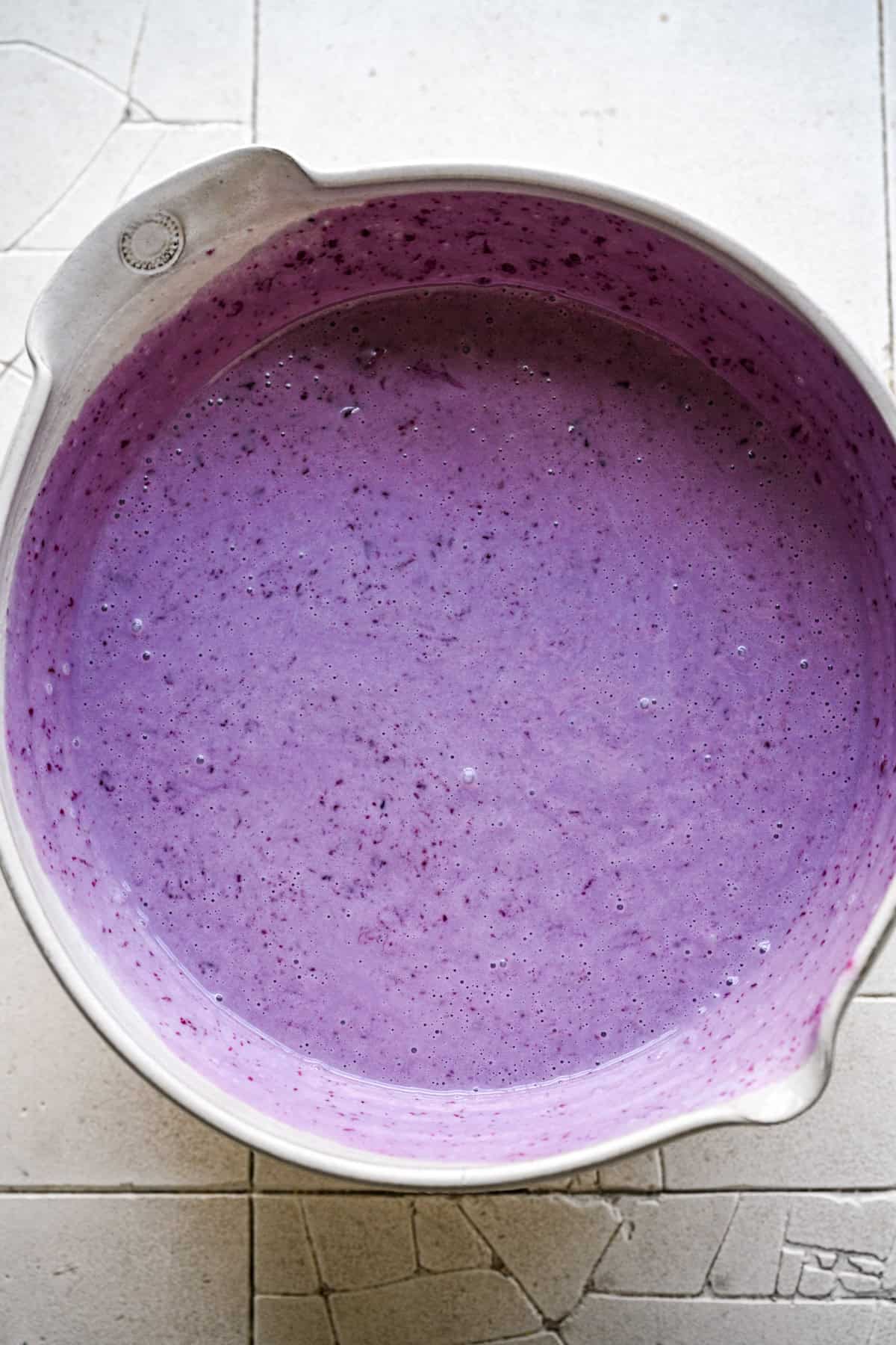 Cashew and blueberry mixtures stirred together in a large bowl.