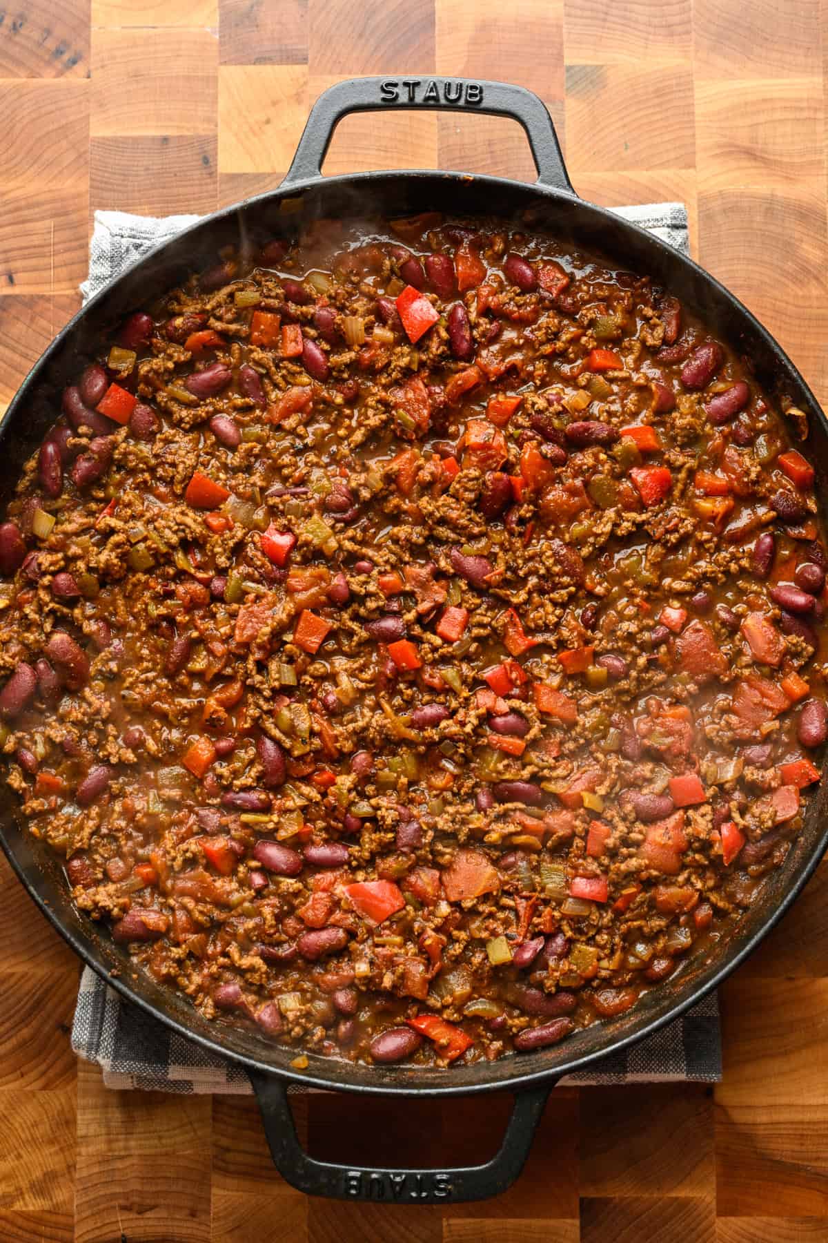 Filling cooked until thickened in the skillet.