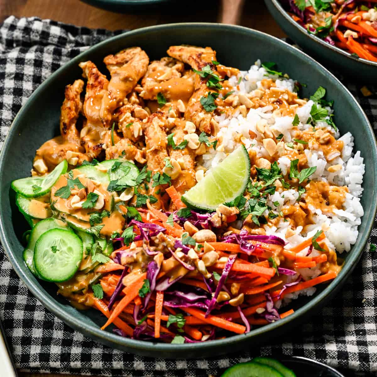 Ginger Peanut Chicken Bowls - Crowded Kitchen