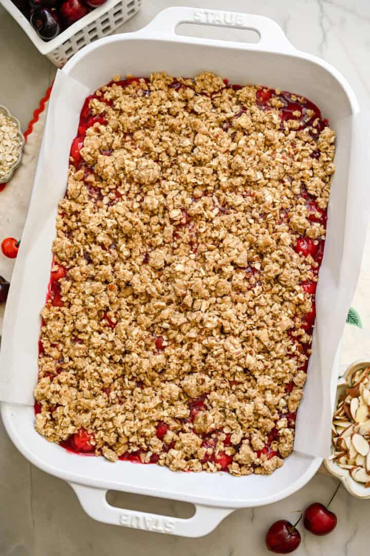 Cherry pie bars before baking.