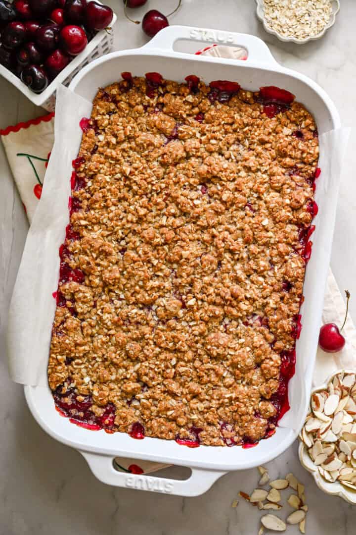 Cherry pie bars after baking.