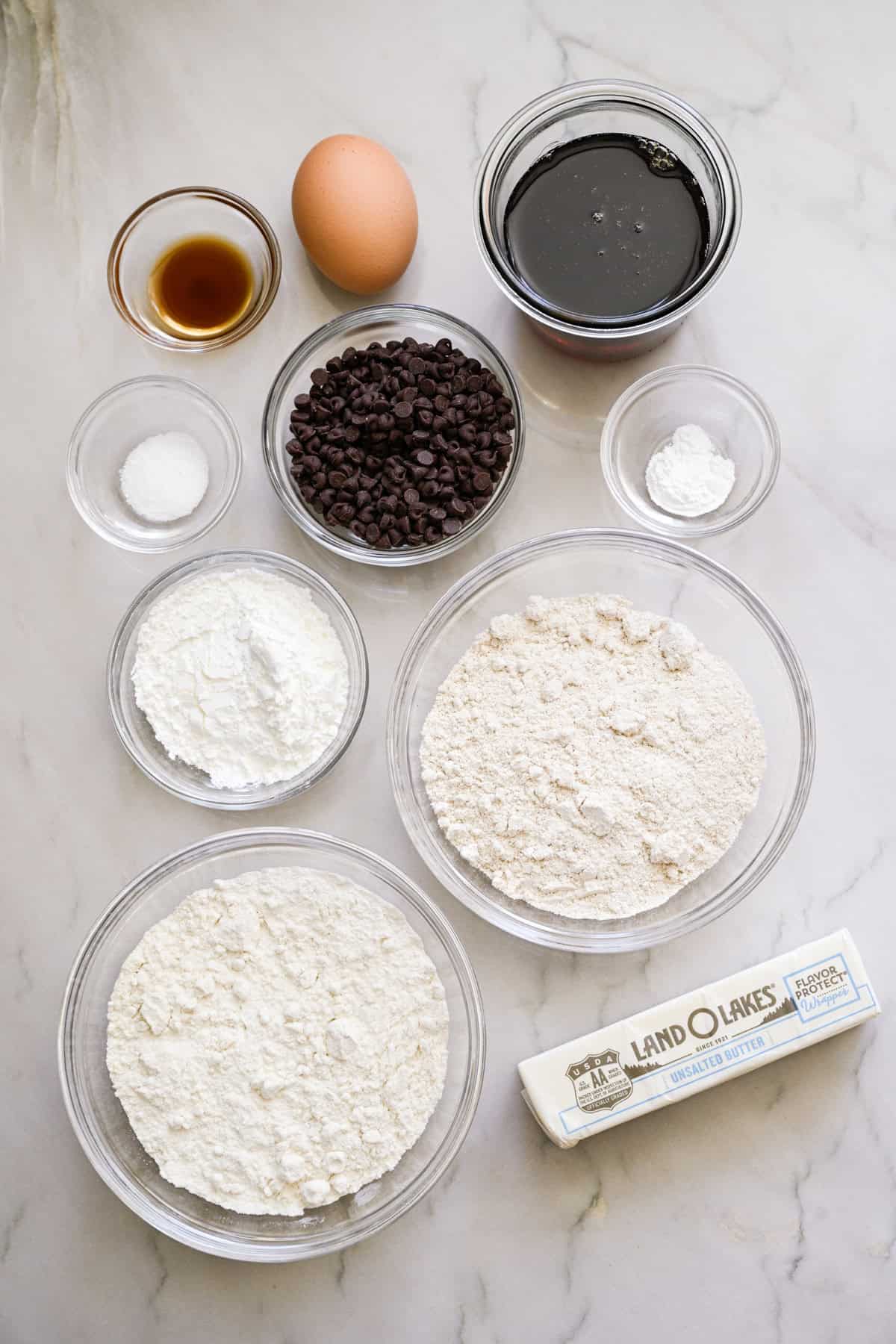 Overhead view of cookie crisp ingredients.