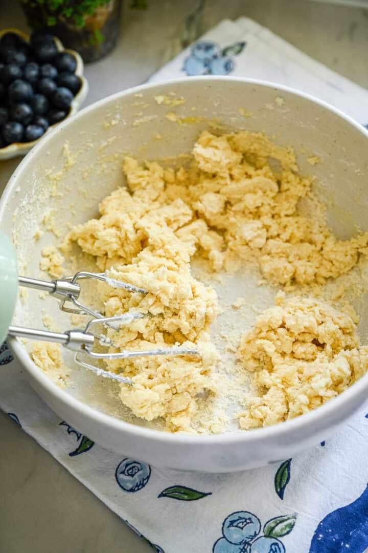 Butter and sugar after adding in the dry ingredients.