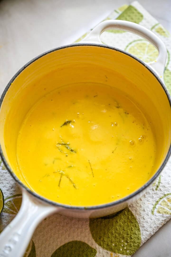 Mango posset after cooking.
