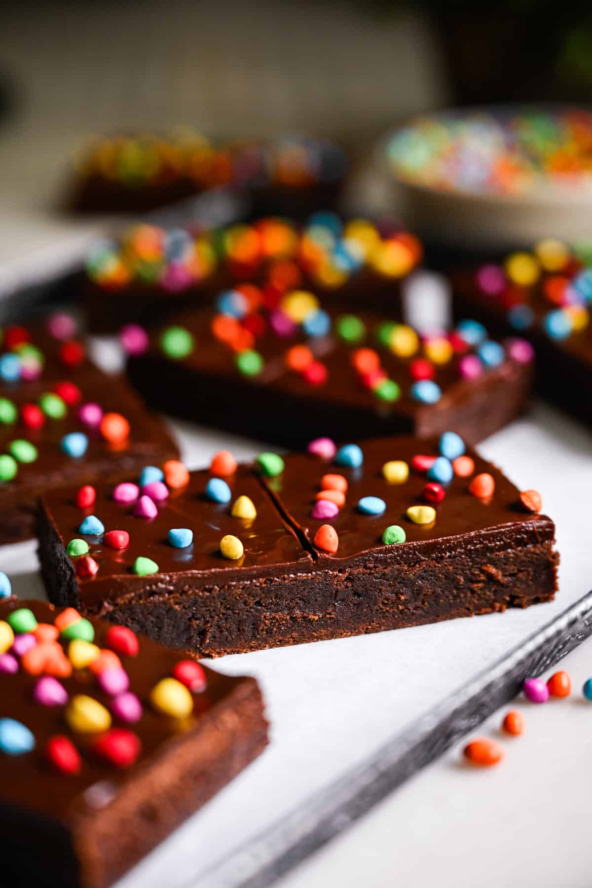 Front view of homemade cosmic brownie.