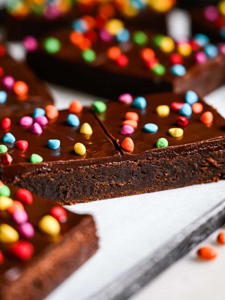Front view of homemade cosmic brownie.