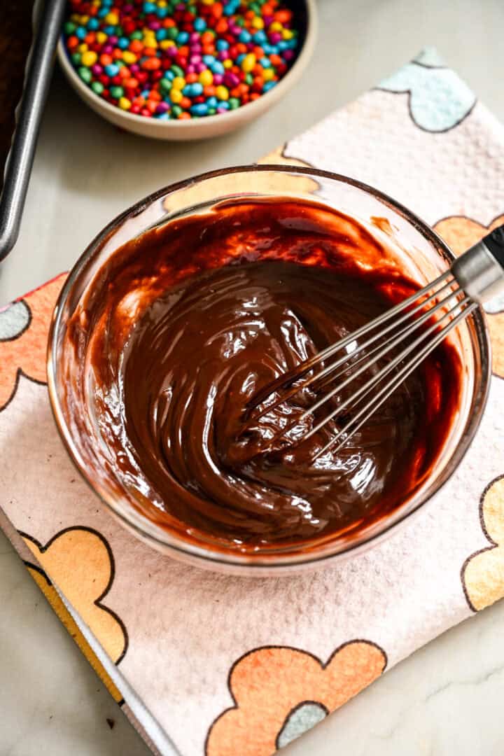 Overhead view of ganache.
