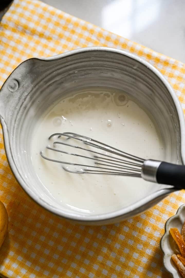 yuzu icing in a bowl.
