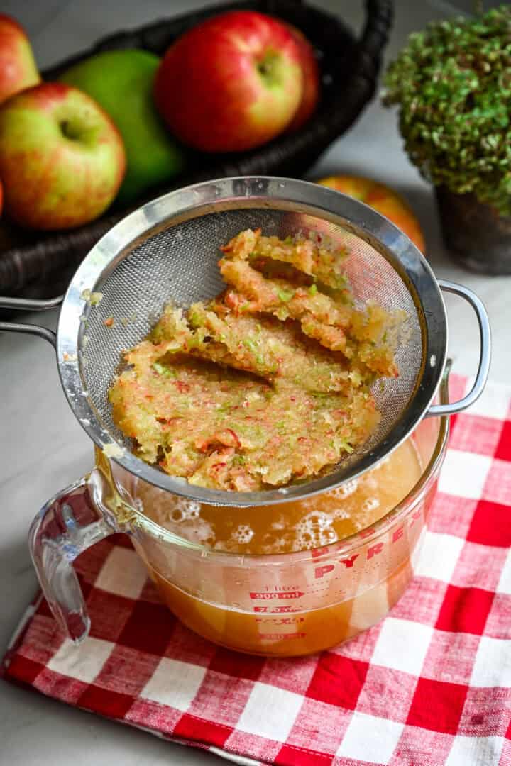 Strained out apple solids.