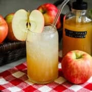 Homemade Apple soda in a glass.