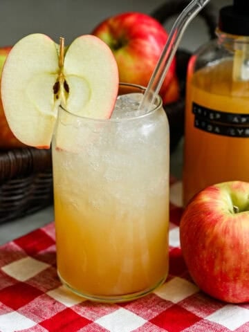 Homemade Apple soda in a glass.