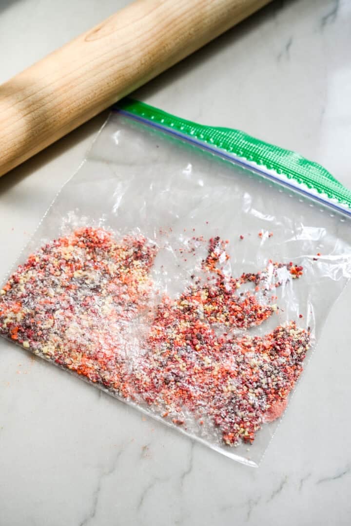 Fall sprinkles crushed in a plastic bag.